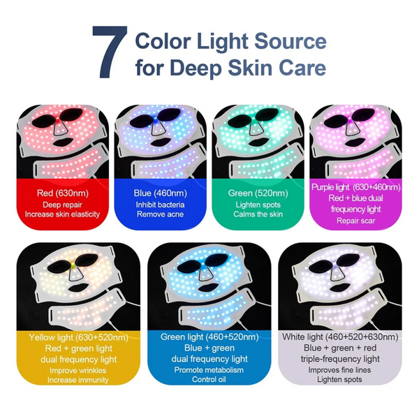 Máscara de terapia con luz LED 7 colores